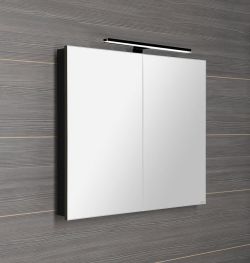 GRETA szafka z lustrem, oświetlenie LED, 81x70x14cm, czarny mat