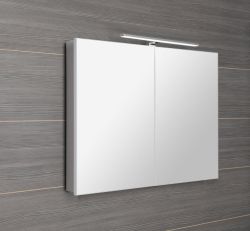 GRETA szafka z lustrem, oświetlenie LED, 101x70x14cm, biały mat