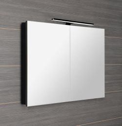 GRETA szafka z lustrem, oświetlenie LED, 101x70x14cm, czarny mat