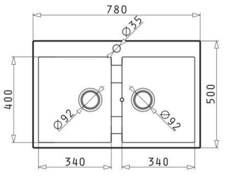 Przejdź do produktu Zlewozmywak dwukomorowy granitowy 78x50 cm z baterią Silvio 2B Pyramis Sparta 070167001S czarny Volcano