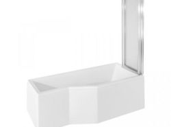 Kabino-wanna prostokątna 150x75 cm Besco Integra 150 lewa parawan 3 ścienny