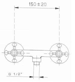 Bateria prysznicowa z korkiem Reitano Atea R386 chrom rysunek techniczny