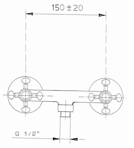 Bateria prysznicowa z korkiem Reitano Atea R386 chrom rysunek techniczny