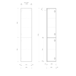 ESPACE słupek wysoki 35x172x32cm, 2 drzwiczki, lewy/prawy, agila strip