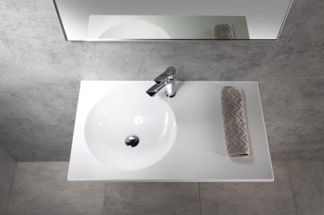 Przejdź do produktu JUNO umywalka kompozytowa 80x47cm, biała, lewa