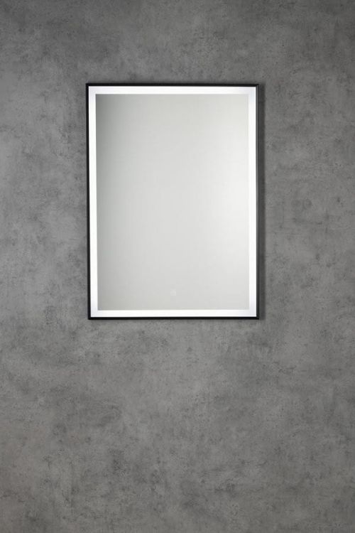 CORNA lustro z oświetleniem LED 60x80cm, czujnik dotykowy, ściemnialne, czarny mat