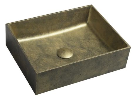 Przejdź do produktu FORMIGO umywalka betonowa nablatowa, 47,5x36,5cm, złoty mat