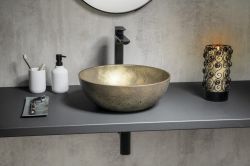FORMIGO umywalka betonowa nablatowa, średnica 39cm, złoto