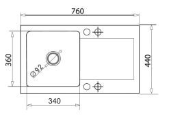 Zlewozmywak granitowy 76x44 cm z czarną baterią Silvio 1B 1D Pyramis Mido 070001201Sn czarny