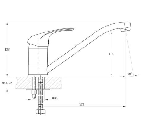 Przejdź do produktu HOFFER bateria kuchenna, 221mm, obrotową wylewką, chrom