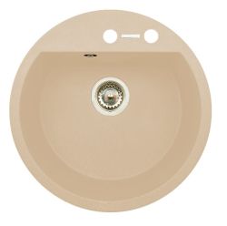 Zlewozmywak jednokomorowy granitowy 51 cm z baterią kuchenną 1B Pyramis Mido 070087701Bn piaskowy beż