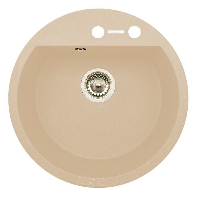 Zlewozmywak jednokomorowy granitowy 51 cm z baterią kuchenną 1B Pyramis Mido 070087701Bn piaskowy beż