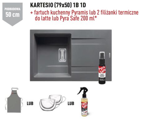 Przejdź do produktu Zlewozmywak jednokomorowy granitowy 79x50 cm 1B 1D Pyramis Kartesio 070238801 szary beton