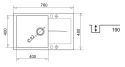 Czarny zlewozmywak jednokomorowy granitowy 76x48 cm w komplecie z baterią Flessi 1B 1D Pyramis Keros 070190311F Volcano