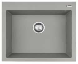 Zlewozmywak jednokomorowy granitowy 61x50 cm w komplecie z baterią Flessi 1B Pyramis Istros 070186912F szary beton