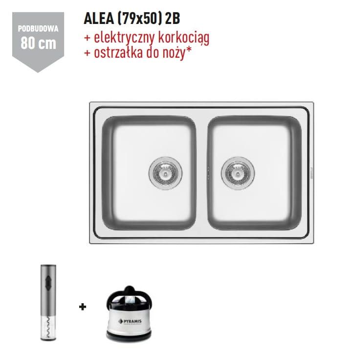 Zlewozmywak dwukomorowy stalowy 79x50 cm 2B Pyramis Alea 107157601 gładki polerowany
