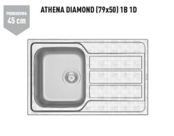 Zlewozmywak jednokomorowy stalowy 79x50 cm 1B 1D Pyramis Athena Diamond 107172901 diamentowy