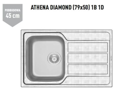 Przejdź do produktu Zlewozmywak jednokomorowy stalowy 79x50 cm 1B 1D Pyramis Athena Diamond 107172901 diamentowy