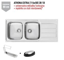 Zlewozmywak dwukomorowy stalowy 116x50 cm 2B 1D Pyramis Athena Extra 107163101 polerowany, gładki