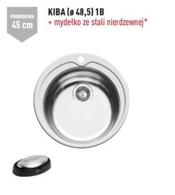 Zlewozmywak jednokomorowy stalowy okrągły 48,5 cm 1B Pyramis Kiba 100053701 polerowany, gładki