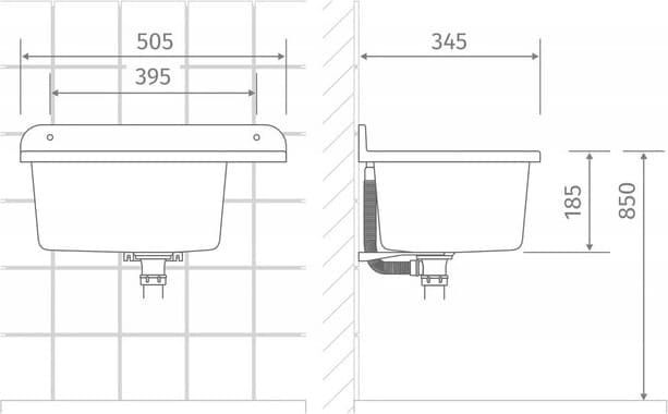 Umywalka ogrodowa 50x35 cm z ociekaczem Pyramis Top 070179101 biały