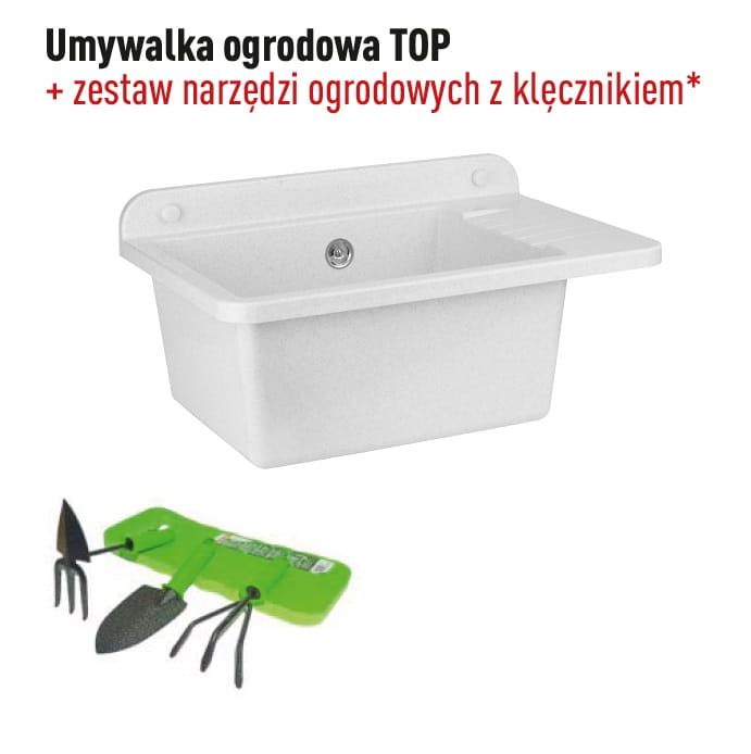 Umywalka ogrodowa 50x35 cm z ociekaczem Pyramis Top 070179101 biały