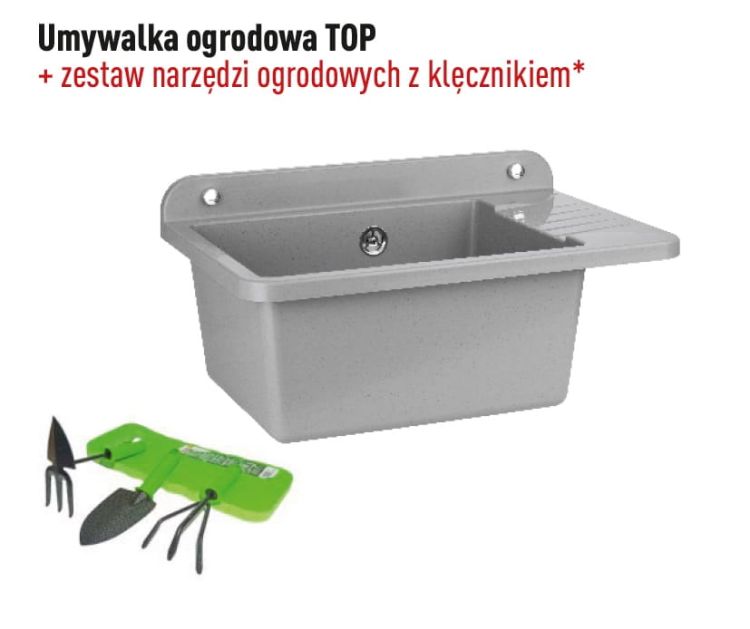 Umywalka ogrodowa 50x35 cm z ociekaczem Pyramis Top 070179201 szary