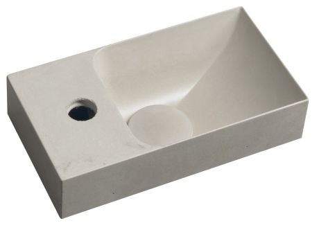 Przejdź do produktu PICCOLINO umywalka betonowa, 30,8x17cm, bateria w lewo, piaskowy mat