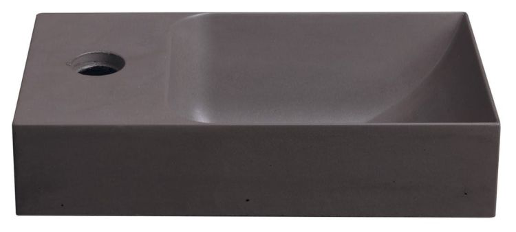 PICCOLINO umywalka betonowa, 30,8x10x17cm, bateria z lewej strony, ciemny brąz