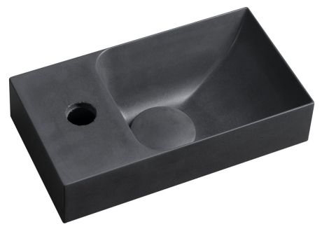 Przejdź do produktu PICCOLINO umywalka betonowa, 30,8x17cm, bateria z lewej strony, antracyt mat