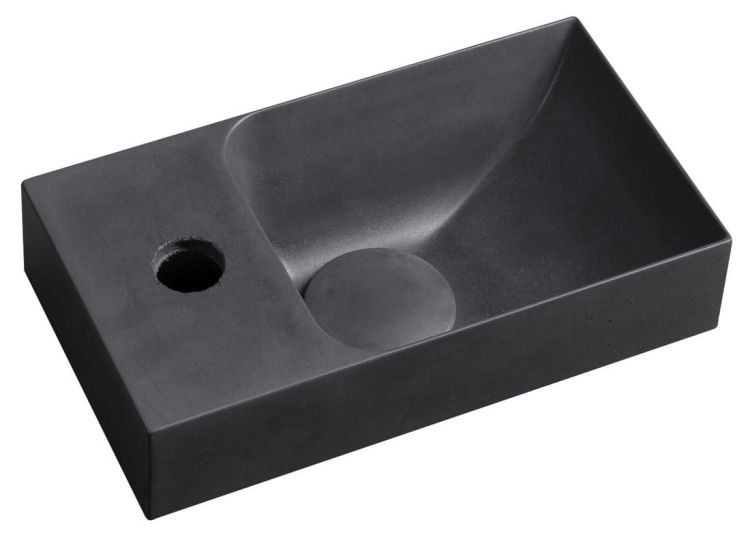 PICCOLINO umywalka betonowa, 30,8x10x17cm, bateria z lewej strony, antracyt