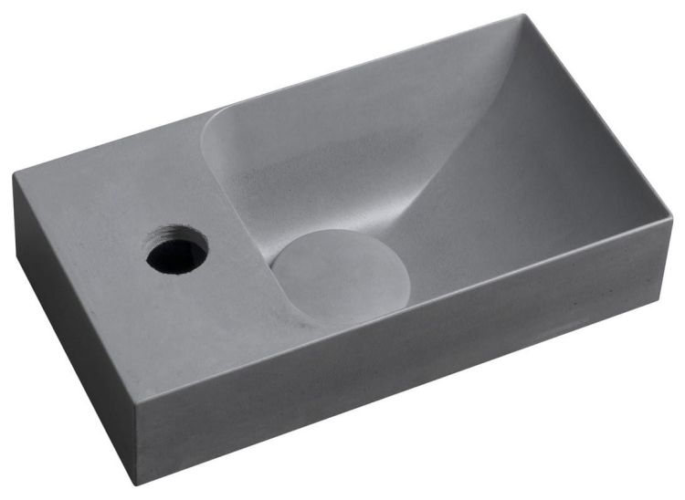 PICCOLINO umywalka betonowa, 30,8x10x17cm, bateria z lewej strony, szara