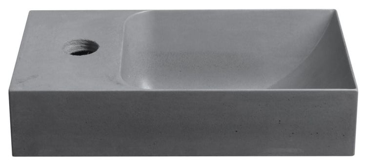 PICCOLINO umywalka betonowa, 30,8x10x17cm, bateria z lewej strony, szara
