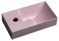 PICCOLINO umywalka betonowa, 30,8x10x17cm, bateria z lewej strony, różowy