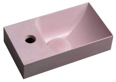 Przejdź do produktu PICCOLINO umywalka betonowa, 30,8x17cm, bateria z lewej strony, różowy mat