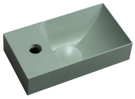 Przejdź do produktu PICCOLINO umywalka betonowa, 30,8x17cm, bateria z lewej strony, zielony mat