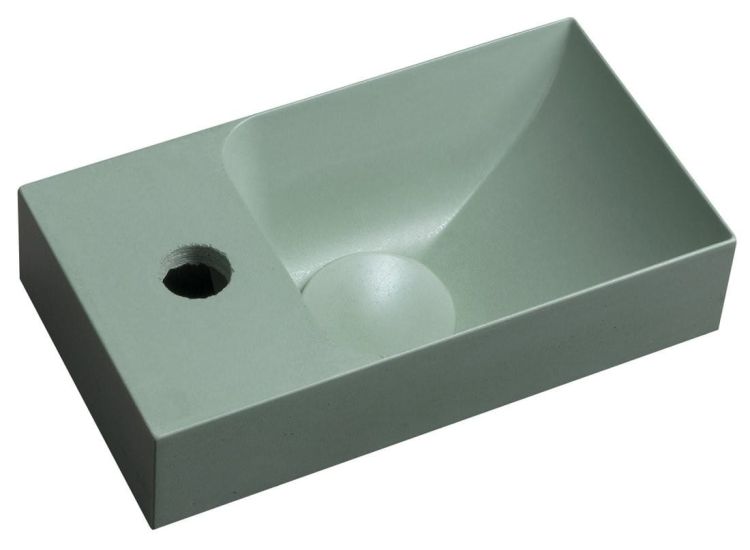 PICCOLINO umywalka betonowa, 30,8x10x17cm, bateria z lewej strony, zielony