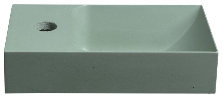 PICCOLINO umywalka betonowa, 30,8x10x17cm, bateria z lewej strony, zielony