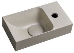 PICCOLINO umywalka betonowa, 30,8x10x17cm, bateria z prawej strony, piaskowy
