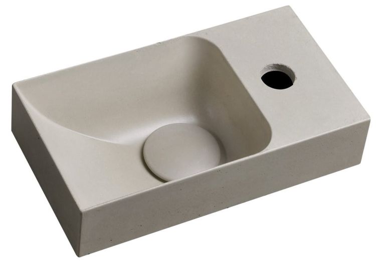 PICCOLINO umywalka betonowa, 30,8x10x17cm, bateria z prawej strony, piaskowy