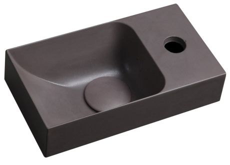 Przejdź do produktu PICCOLINO umywalka betonowa, 30,8x17cm, bateria z prawej strony, ciemnobrązowy mat