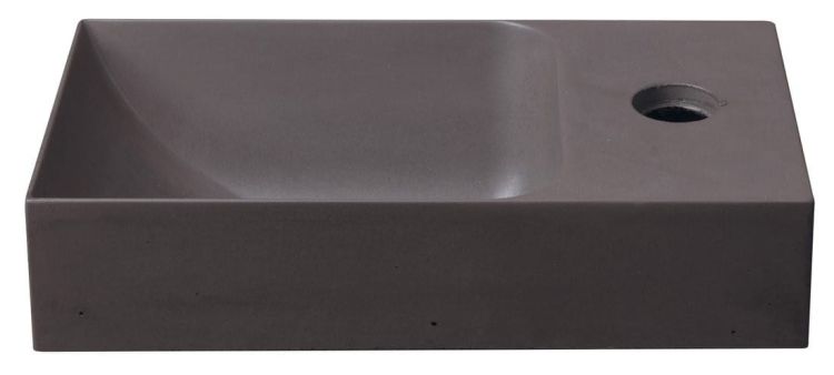 PICCOLINO umywalka betonowa, 30,8x10x17cm, bateria z prawej strony, ciemny brąz