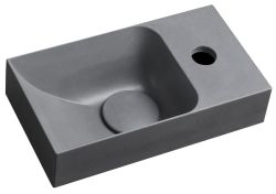 PICCOLINO umywalka betonowa, 30,8x10x17cm, bateria z prawej strony, szary