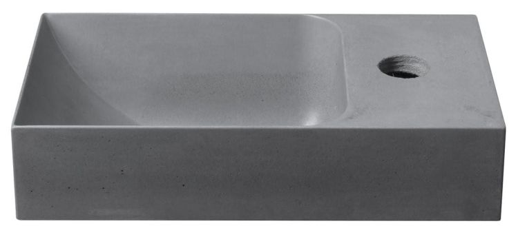 PICCOLINO umywalka betonowa, 30,8x10x17cm, bateria z prawej strony, szary