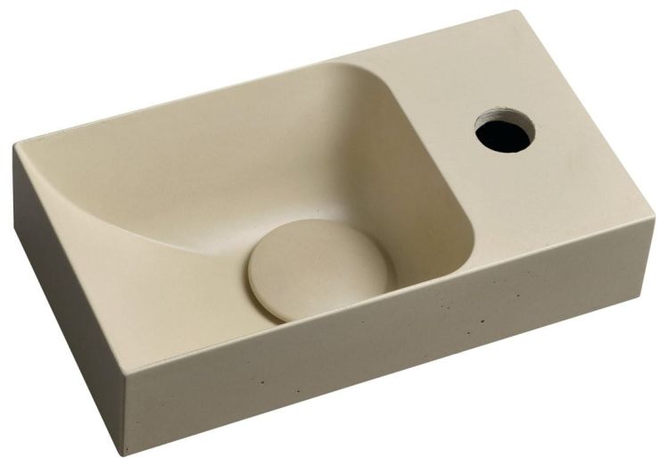 PICCOLINO umywalka betonowa, 30,8x10x17cm, bateria z prawej strony, żółty