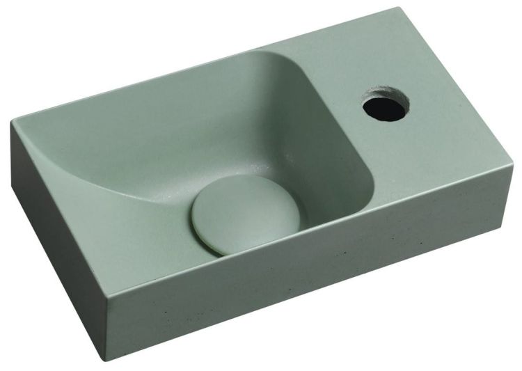 PICCOLINO umywalka betonowa, 30,8x10x17cm, bateria z prawej strony, zielony
