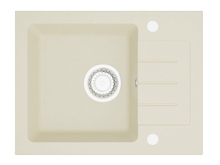 Zlewozmywak granitowy jednokomorowy 58x45 cm z baterią kuchenną Deco Darfor DG014+DECO+SMCH jaśmin
