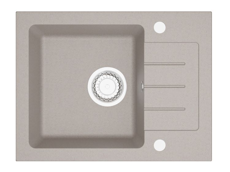Zlewozmywak granitowy jednokomorowy 58x45 cm z baterią kuchenną Deco Darfor DG014+DECO+SMCH beż