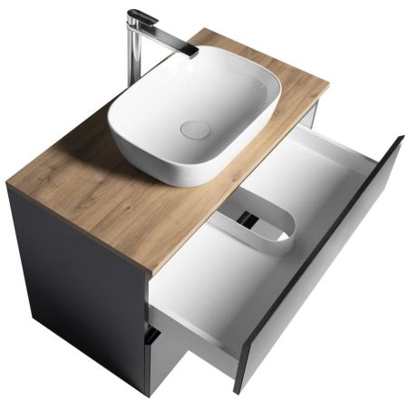 Przejdź do produktu ALTAIR szafka z blatem 87,5 cm, dąb czarny mat/emporio