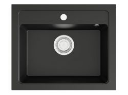 Zlewozmywak granitowy jednokomorowy 58x48 cm Darfor DG016  czarny
